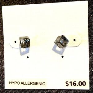 NOC Silver Tone Crystal Prism Stud Earrings